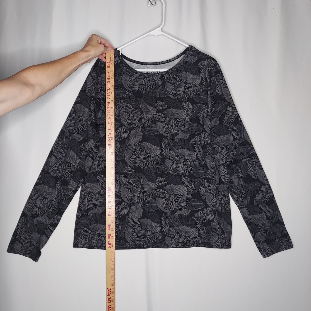 Hang‎ Ten Sun Tee XXL Sunray Long Sleeve UPF Gray Black Tropical Stretch Knit